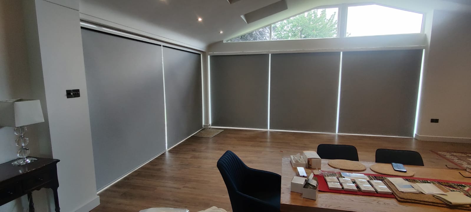electric roller blinds on a extension installed by dencas on the wirral